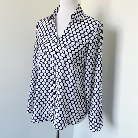 Express Portofino Polka-Dot Button Up Size S - Picture 2 of 6